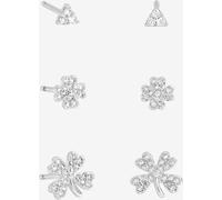 Simply Silver Simply Silver 925 Sterling Silver Polished and Cubic Zirconia Clovers 3 Pack