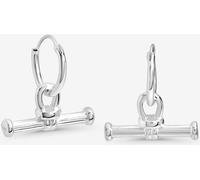 Simply Silver Simply Silver 925 Sterling Silver Polished Textured T Bar Hoop Earrings
