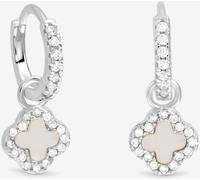 Simply Silver Simply Silver 925 Sterling Silver Semi Precious Clover Charm Hoop Earrings