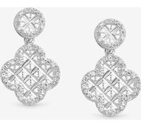 Simply Silver Simply Silver 925 Sterling Silver Textured Double Drop Clover Earrings