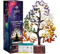 Simply Vedic Arbre de Cristal des 7 Chakras pour l'énergie Positive, Le Bonheur et l'activation des Chakras | Arbre d’Argent de Pierre précieuse de guérison Naturelle, Cadeau Spirituel, décoration