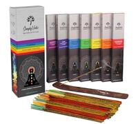 Simply Vedic Premium Agarbatti 7 Chakra Bâtons d’encens Chakra pour la méditation, Le Yoga, Le Reiki, la guérison (Ensemble de 20 bâtons x 7 Variations)