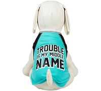 SimplyDog Trouble is My Middle Name Tank pour Chien Bleu Sarcelle Taille S