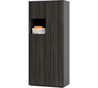 SIMPLYFURN Armoire de bureau Amira T10 meuble de rangement avec petite étagère ouverte, Anthrazit & Anthracite Avola, ouverture par pression, 180x80x40 cm idéal pour dossiers et objets décoratifs