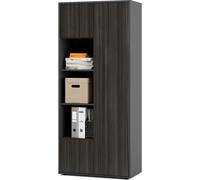 SIMPLYFURN Armoire de bureau Amira T30 meuble de rangement avec trois compartiments ouverts, Anthrazit & Anthracite Avola, ouverture par pression, 180x80x40 cm idéal pour bureau et espace de travail