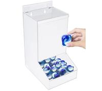 SimplyImagine Distributeur de dosettes de linge et de lave-vaisselle en acrylique - Grand acrylique blanc, 2 couvercles - Support mural ou de comptoir - Organisation et rangement pour dosettes de