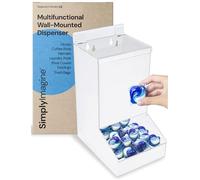 SimplyImagine Distributeur de dosettes en acrylique pour linge et lave-vaisselle - Support mural ou de comptoir pour capsules, bouchons d'oreille, gants, filets à cheveux, couvre-chaussures, sacs