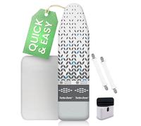 SimplySmooth Turbo Housse De Table A Repasser 110x30 Convient Aux Fers A Vapeur - Fabriquee dans L'UE - avec Tendeurs, Enrouleur de Cordon, Toile A Repasser - Repassage Rapide