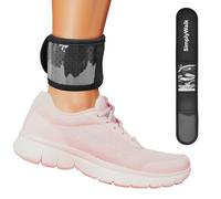 SimplyWalk Bande de Cheville (Taille L) pour Grand podomètre de Fitness, (Compteur Non Inclus) Bande de Cheville Souple avec Pochette Transparente pour Compteur de Pas (podomètre Non Inclus) (Noir)