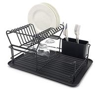 simplywire - Égouttoir à Vaisselle à Deux Niveaux - Égouttoir à Assiettes et Porte-Couverts Amovibles - Noir