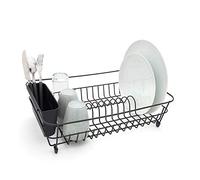 simplywire - Égouttoir à Vaisselle - Antirouille avec Support de Couverts - Acier recouvert de Plastique Noir