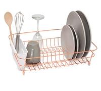 simplywire - Égouttoir à Vaisselle Inoxydable - avec Porte-Couverts Blanc - Acier chromé cuivré