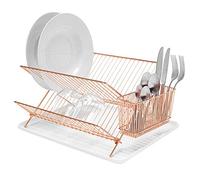 simplywire - Égouttoir Pliable - Égouttoir à Assiettes avec Porte-Couverts - Acier cuivré chromé