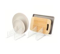 simplywire - Lot de 2 - Égouttoir/Range-Assiettes - Organisateur de Placard de Cuisine - Blanc - Petit