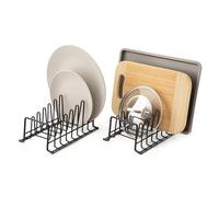 simplywire - Lot de 2 - Égouttoir/Range-Assiettes - Organisateur de Placard de Cuisine - Noir - Petit