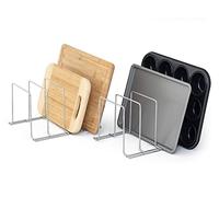 simplywire - Lot de 2 - plaques de cuisson et planches à découper - Rangement pour poêles - Organiseur de placard de cuisine - Chrome
