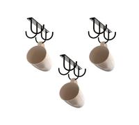 simplywire - Lot de 3 - Porte-tasses de cuisine - Rangement sous le placard - 12 crochets pour tasse - 4 par unité - Noir