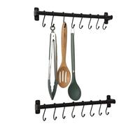 simplywire - Organisateur et support d'ustensiles de cuisine - Lot de 2 - Support de casseroles mural sur rail - 16 crochets de suspension - Noir