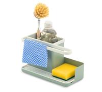 simplywire - Panier/organisateur d'évier - Organiseur d'évier - Plateau récupérateur amovible - Antidérapant - Vert sauge et blanc