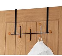 simplywire - Patère de porte - 8 crochets en bois - Noir