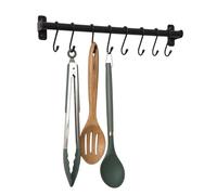 simplywire - Support et organisateur d'ustensiles de cuisine - Support de casseroles mural sur rail - 8 crochets de suspension - Noir