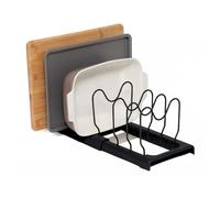 simplywire - Support extensible pour plaques de cuisson et planches à découper - Rangement des couvercles de casseroles - Organisateur de placard de cuisine - Noir