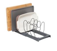 simplywire - Support extensible pour plaques de cuisson et planches à découper - Rangement des couvercles de casseroles - Organisateur de placard de cuisine - Gris