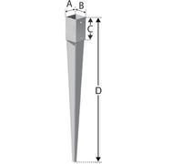 Simpson Douille pour sol à enfoncer, PPJE100/100/750G