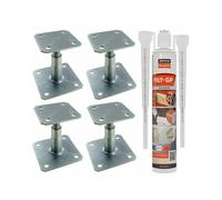 Simpson Strong Tie - Pack 4 Pieds De Poteau Réglable Apb100/150 + 1 Scellement Chimique Beige Multi-matériaux Poly-gp 300ml Simpson