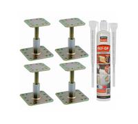 Simpson Strong Tie - Pack 4 Pieds De Poteau Réglable Pprc + 1 Scellement Chimique Beige Multi-matériaux Poly-gp 300ml Simpson