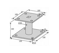 Pied de poteau fixe SIMPSON - A100xB150xC100xD130xF130mm - PPA150