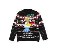 Simpsons Pull de Noël pour hommes en noir | Homer Simpson C'est le moment le plus merveilleux pour un pull tricoté à la bière pour adultes | Cadeau festif de marchandises en tricot de pull de dessin