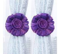 SIMPVALE 1 Paire Roses de Rideau Embrasses Boucle Pince Crochet Fixation Accessoires pour Rideaux Violet