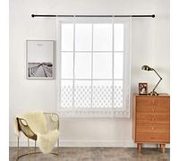SIMPVALE 1 Panneau Store Romain Passe Broderie Transparent Rideau Voilage Décoration de Fenêtre pour Chambre Balcon Cuisine, Blanc, 80x120cm