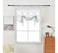 SIMPVALE 1 Panneau Store Romain Passe Feuilles Broderie Transparent Rideau Voilage Décoration de Fenêtre pour Chambre Balcon Cuisine (Largeur 60cm / Hauteur 120cm, Bleu)