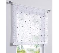 SIMPVALE 1 Pièce Rideau de Fenêtre Broderie Floral Raffrollo Haut Qualité Voile Décoration de la Chambre Salle de Bain Balcon(Violet,60x120cm)