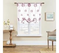 Simpvale 1 pièce Rideau romain brodé avec rideau voilage transparent à tringle pour salon, chambre, balcon, cuisine, salle de bain, rouge vin, 80x140cm