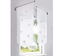 SIMPVALE 1 Pièce Rideau Shade Papillon Broderie Panneaux Tulle Couverture de Fenêtre pour Chambre à Coucher, étude, Calle de Bains, Cuisine, 40x90cm