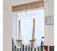 SIMPVALE 1 Pièce Rideau Voilage, Brun Clair 60x120cm Broderie Store Romain, Voilages Intérieurs pour Chambre à Coucher, Cuisine, Salle de Bain, Salon, Balcon