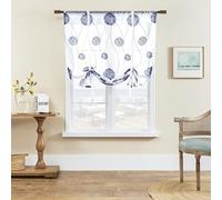 SIMPVALE 1 Pièce Rideaux à Paquets Brodés Rideaux Voilage avec Poche pour Tringle Rideau en Voile Translucide pour Salon, Chambre à Coucher, Balcon, Cuisine, Salle de Bain, Couleur Bleu Foncé, 80 x