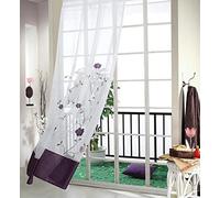 SIMPVALE 1 Pièce Rideaux Voilage, Violet 140cm x 245cm Polyester Voilages Intérieurs Voilage Fenêtre pour Salon Chambre Bureau Transparent Panneaux Élégante Décoration