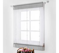 SIMPVALE 1 Pièce Store Romain a Passe Transparent Rideau Voilage Décoration de Fenêtre pour Chambre Balcon Cuisine (Largeur 80cm / Hauteur 100cm, Gris)