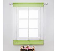 SIMPVALE 1 Pièce Store Romain a Passe Transparent Rideau Voilage Décoration de Fenêtre pour Chambre Balcon Cuisine (Largeur 60cm / Hauteur 120cm, Vert)