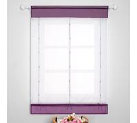 SIMPVALE 1 Pièce Store Romain a Passe Transparent Rideau Voilage Décoration de Fenêtre pour Chambre Balcon Cuisine (Largeur 80cm / Hauteur 120cm, Violet)