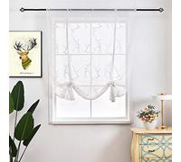 SIMPVALE 1 Pièce Store Romain Passe Broderie Transparent Rideau Voilage Décoration de Fenêtre pour Chambre Balcon Cuisine (Largeur 80cm / Hauteur 120cm, Blanc)