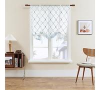 SIMPVALE 1 Pièce Store Romain Rideaux - Store Romain à Nouer avec Passe-Tringle Rideaux Voile - pour Chambre, Bureau, Salle de Bain, Cuisine, Bleu, 60x120cm