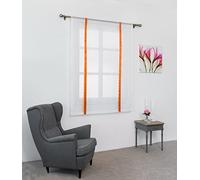 SIMPVALE 1 Pièce Store Romain Translucide Tulle Rideaux Voilages Vertical Poche de Tige pour Chambre Cuisine Salon, Rubans Orange, Largeur 80cm x Hauteur 140cm