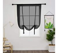 SIMPVALE 1 Pièce Store Romain Translucide Tulle Rideaux Voilages Vertical Poche de Tige pour Chambre Cuisine Salon, Noir, Largeur 80cm x Hauteur 140cm