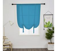 SIMPVALE 1 Pièce Store Romain Translucide Tulle Rideaux Voilages Vertical Poche de Tige pour Chambre Cuisine Salon, Bleu, Largeur 80cm x Hauteur 140cm