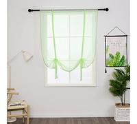 SIMPVALE 1 Pièce Store Romain Translucide Tulle Rideaux Voilages Vertical Poche de Tige pour Chambre Cuisine Salon, Vert Clair, Largeur 80cm x Hauteur 140cm